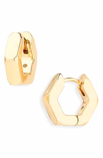 Hexagonal Bolt Huggie Hoop Earrings