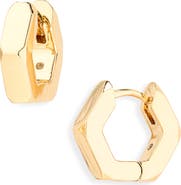 AllSaints Hexagonal Bolt Huggie Hoop Earrings