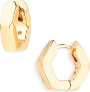AllSaints Hexagonal Bolt Huggie Hoop Earrings