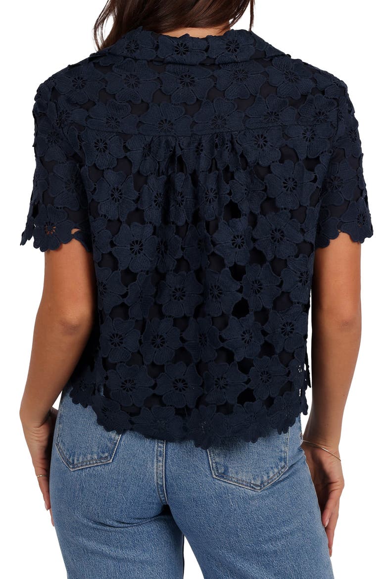 Locale Floral Lace Camp Shirt, Alternate, color, NAVY