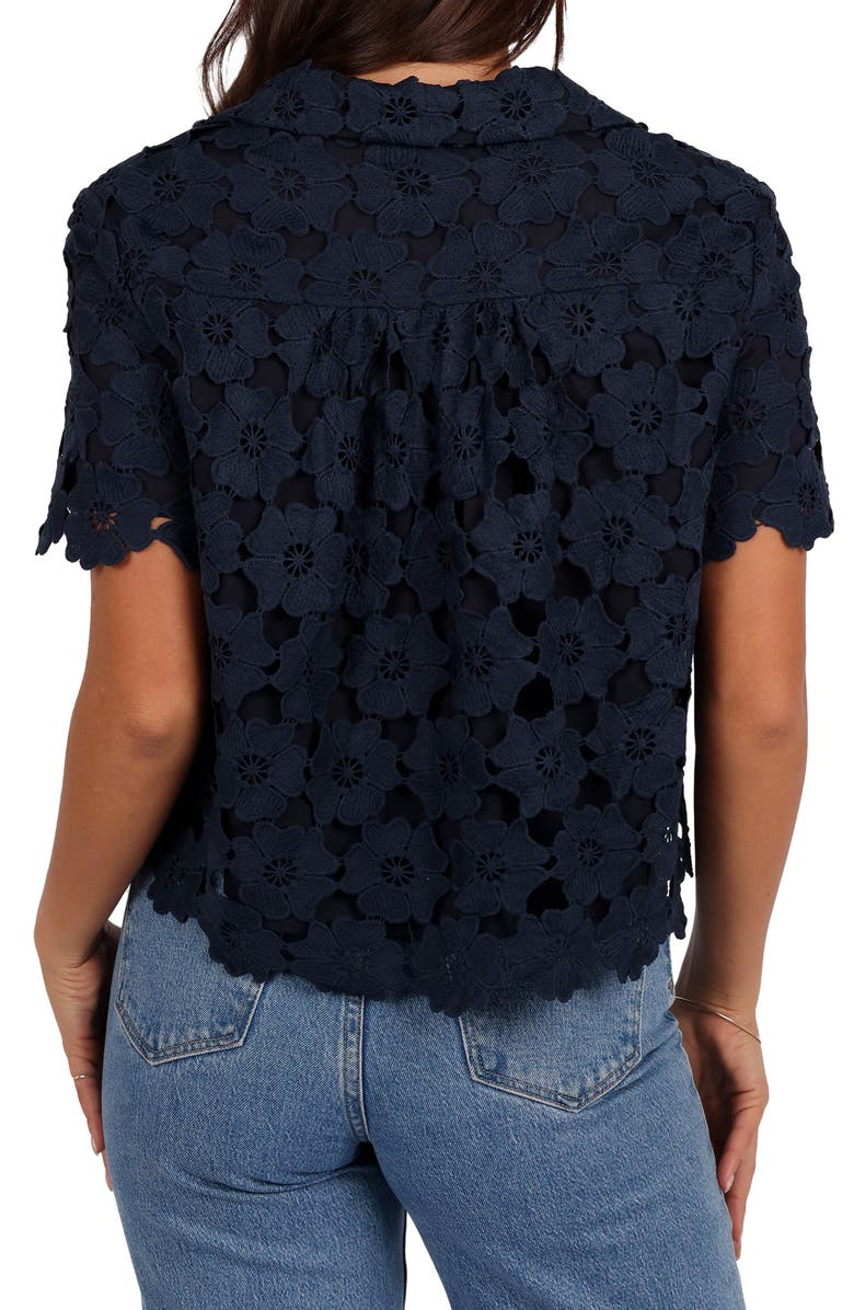 Petal & Pup Locale Floral Lace Camp Shirt, Alternate, color, Navy