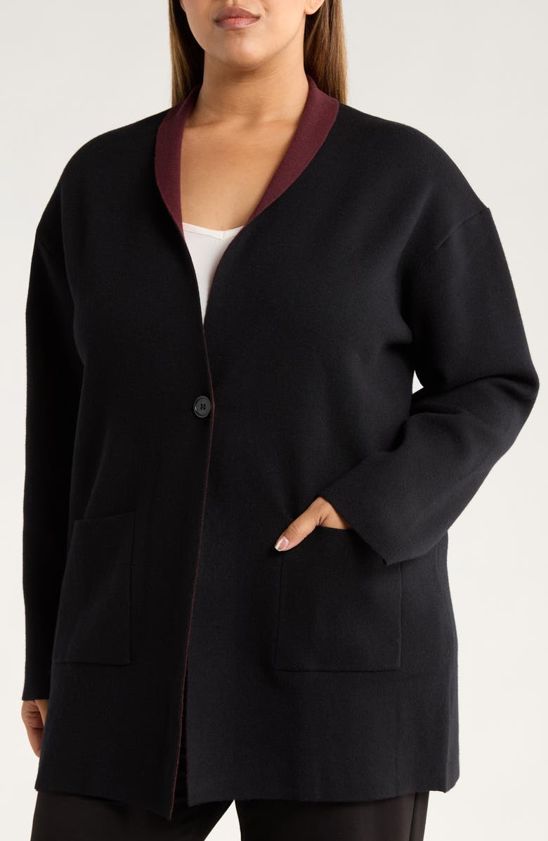 Lysse Nicolette Double Knit Cardigan, Alternate, color, Black/ Dark Plum