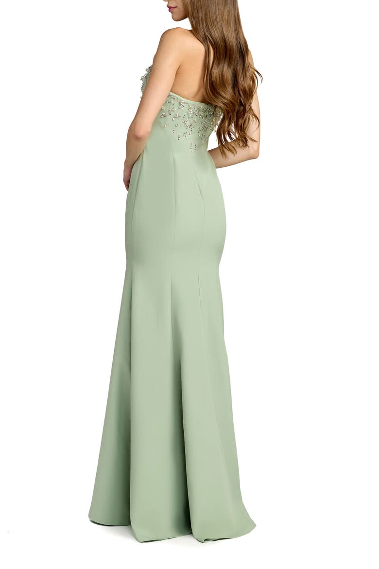 Strapless Embellished Crepe Mermaid Gown, Alternate, color, Sage