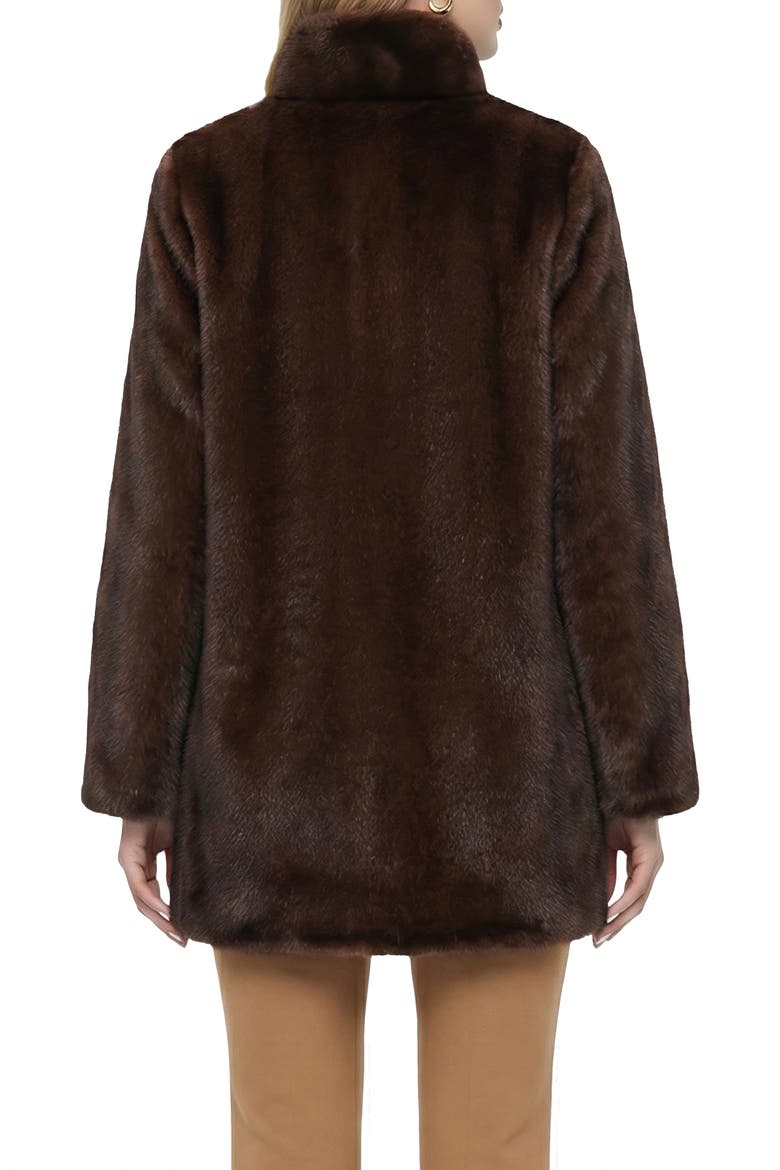 Fur-Free Mink (Faux Fur) Reversible Jacket with Stand Collar, Alternate, color, DARK BROWN/BROWN
