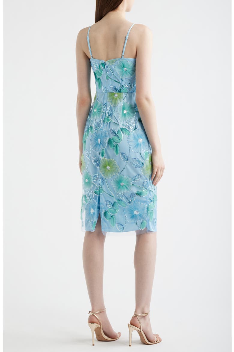 Sequin Floral Cocktail Midi Dress, Alternate, color, BLUE MULTI
