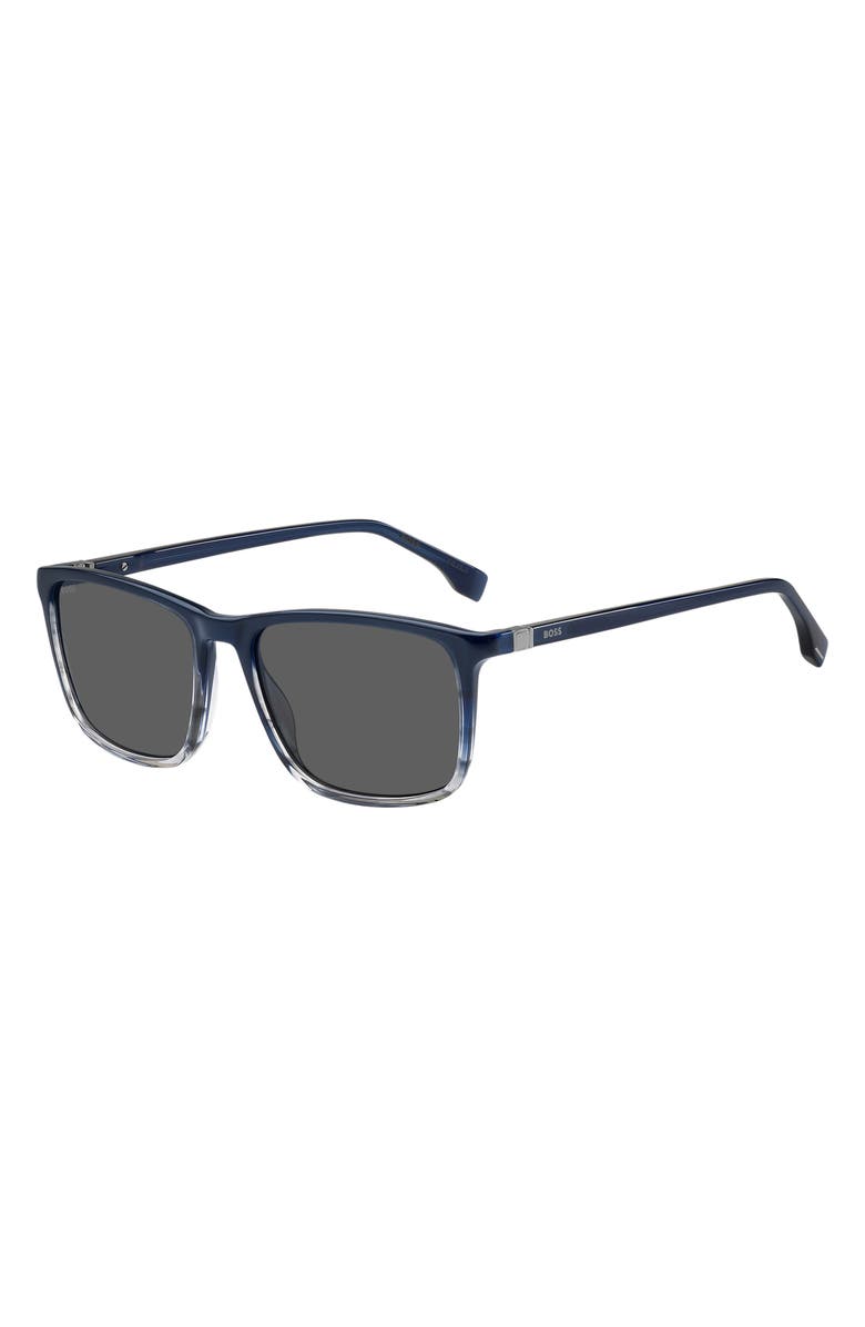 BOSS 56mm Ombré Square Sunglasses, Alternate, color, Blue Horn Grey