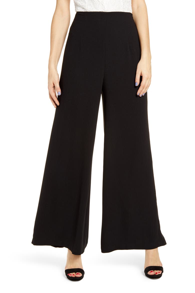 High Waist Wide Leg Pants, Main, color, BLACK