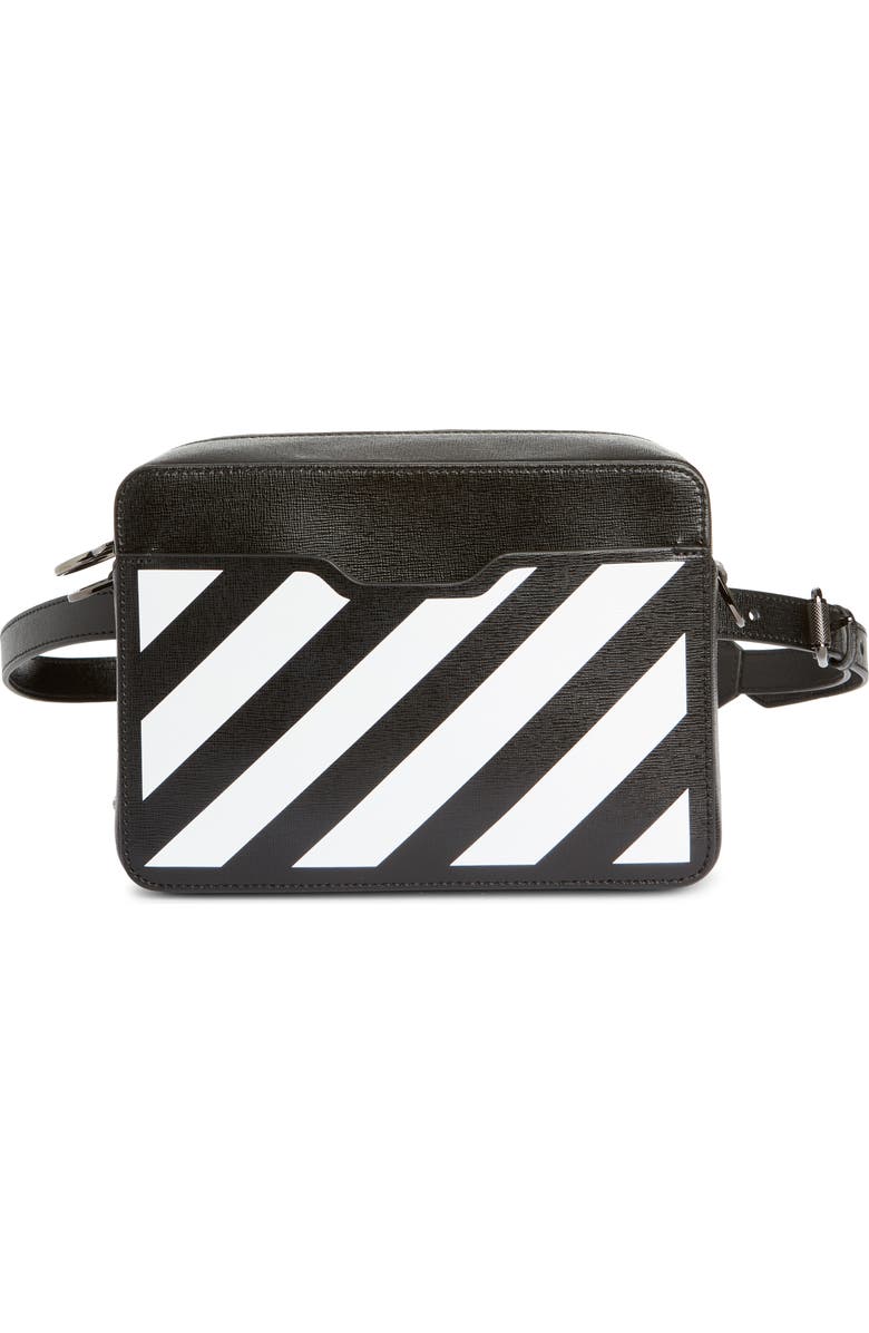 Off-White Diagonal Stripe Camera Belt Bag, Main, color,
