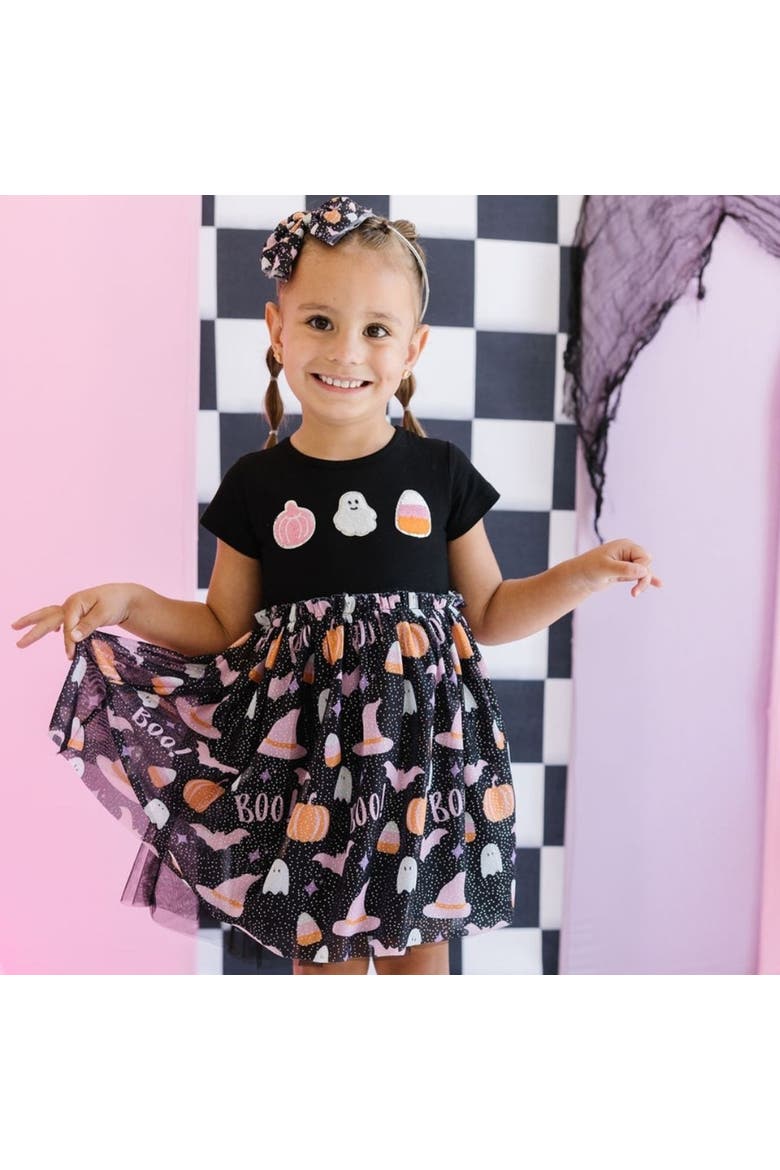 Boo Halloween Tulle Bow Headband, Alternate, color, Black