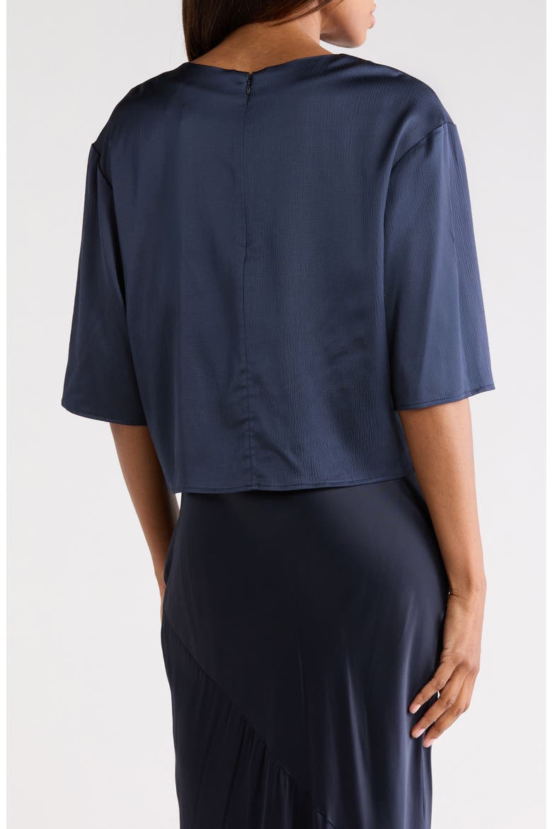 Ex Short Sleeve Hammered Satin Top, Alternate, color, PARISIAN NIGHT