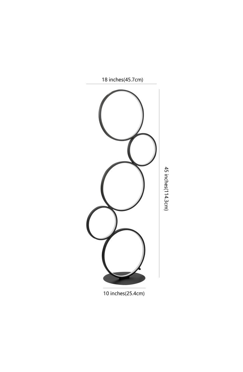 JONATHAN Y Pluto Stacked Circles 45" 5-Light Contemporary Modern Iron/Aluminum Integrated LED Floor Lamp, Black, Alternate, color, Black
