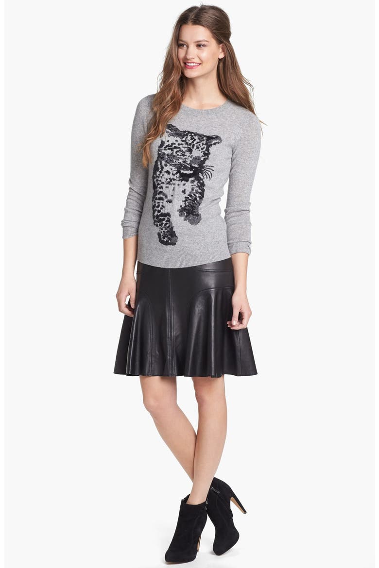 Cashmere Blend Crewneck Sweater, Main, color, CHEETAH GREY COMBO