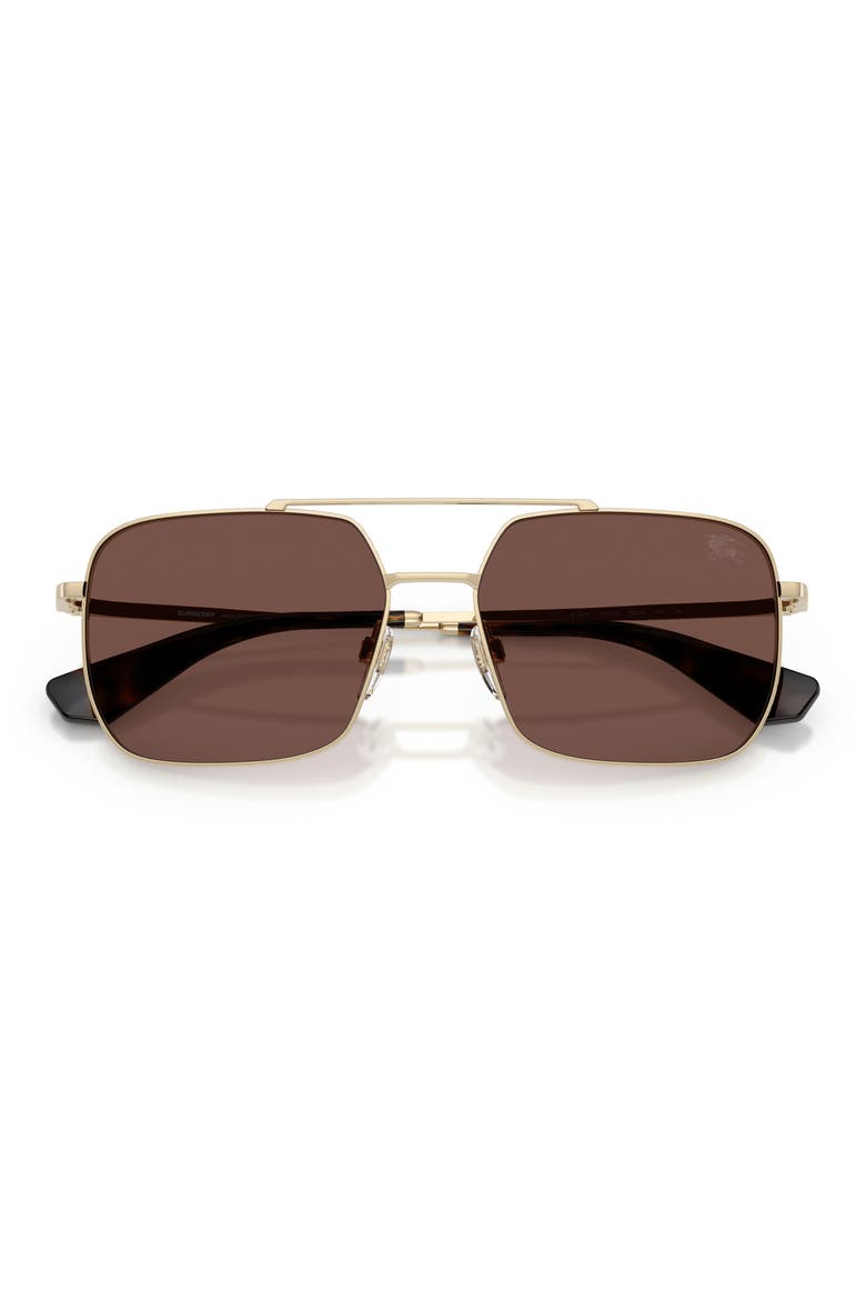 BE3179 57mm Square Aviator Sunglasses, Alternate, color, LIGHT GOLD / BLACK CHOCOLATE