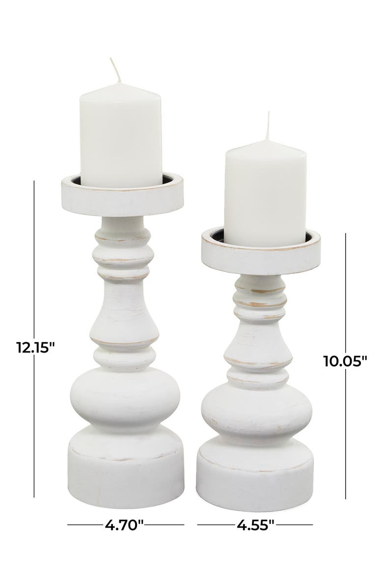 Novogratz White Wood 2-Piece Candleholder Set, Alternate, color, 