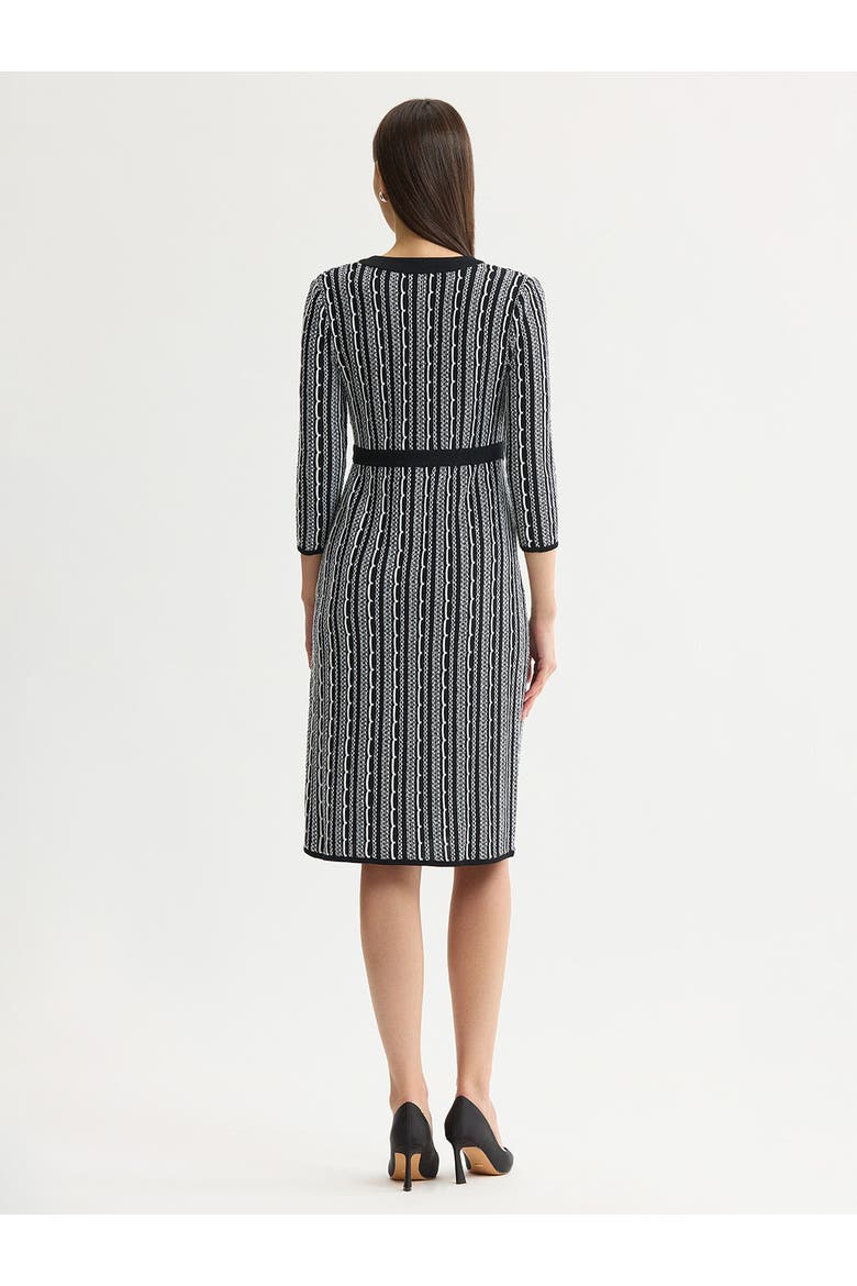 Vertical Stitch Knit Sheath Dress, Alternate, color, Black/New Ivory