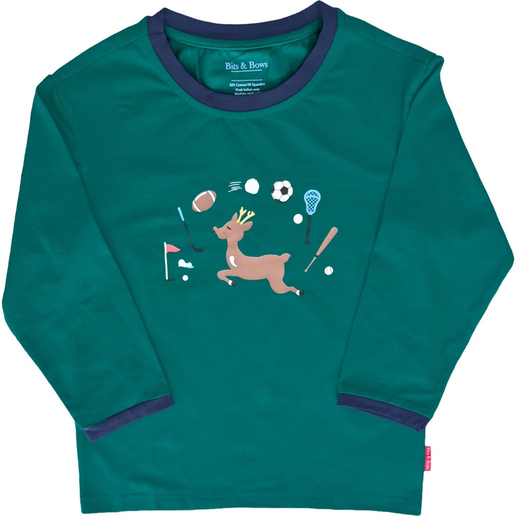 Bits & Bows Reindeer Games Long Sleeve T-shirt In Green