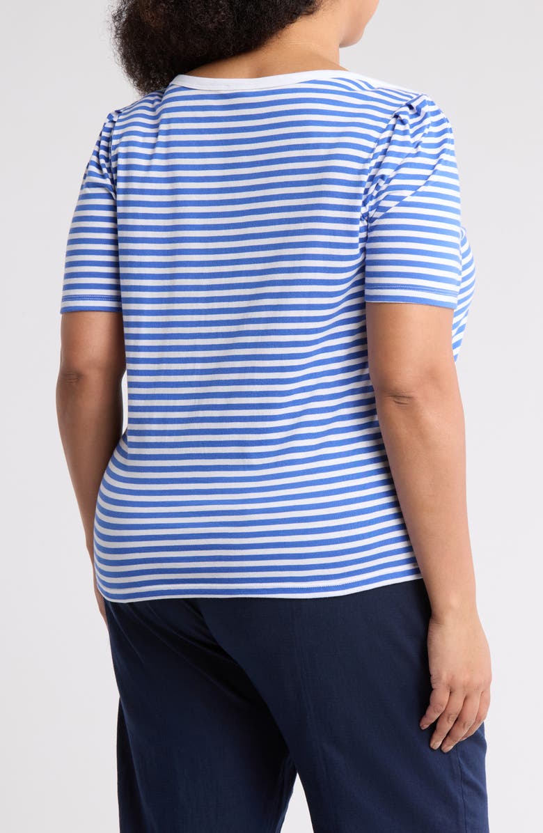Caslon<sup>®</sup> Stripe Envelope Neck Knit Top, Alternate, color, Blue Dazzle- White Stripe
