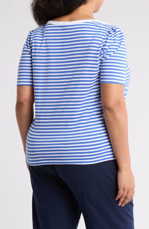 Caslon ® Stripe Envelope Neck Knit Top In Blue Dazzle- White Stripe