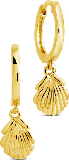 Sterling Forever Dottie Shell Drop Hoop Earrings | Nordstromrack