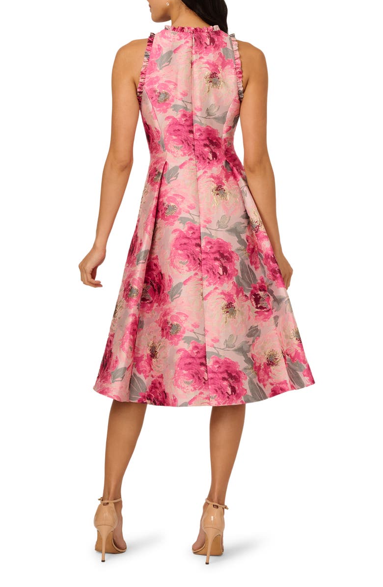 Adrianna Papell Floral Jacquard High-Low Dress, Alternate, color, Pink Multi
