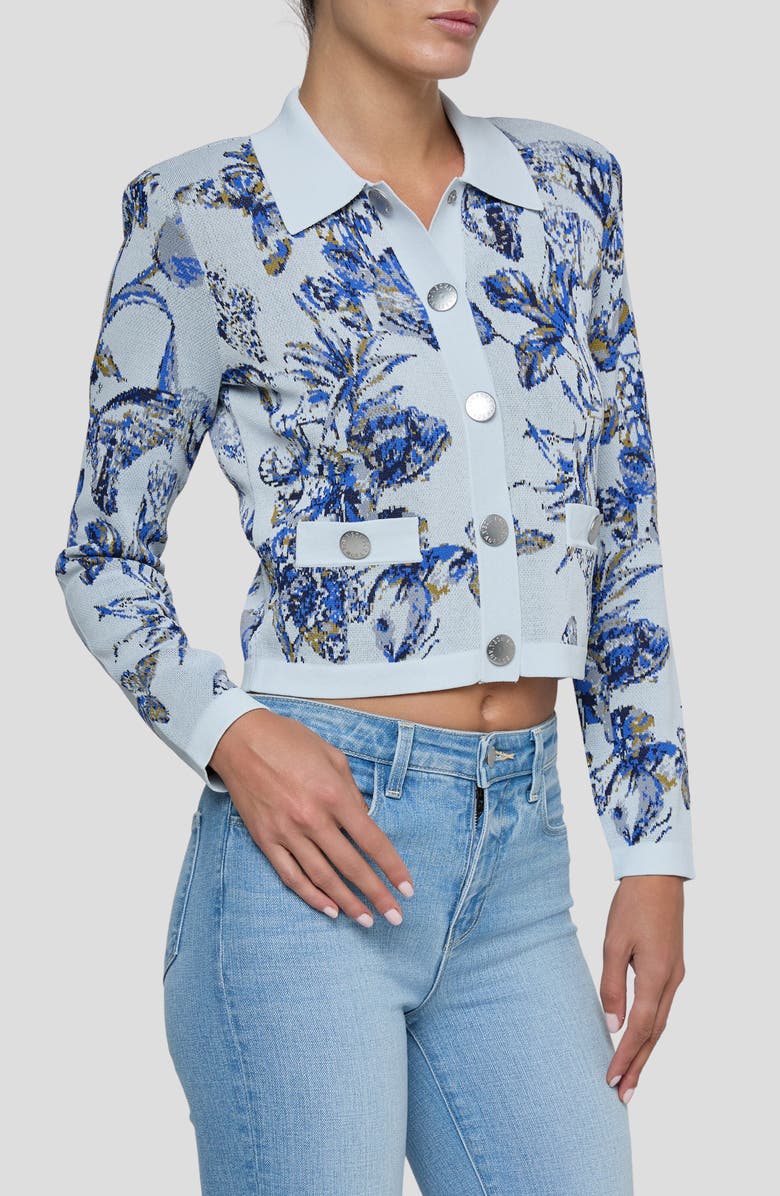 L'AGENCE Osiris Jacquard Knit Jacket, Alternate, color, Grey Mlt Waterclr Butrfly Jcqr