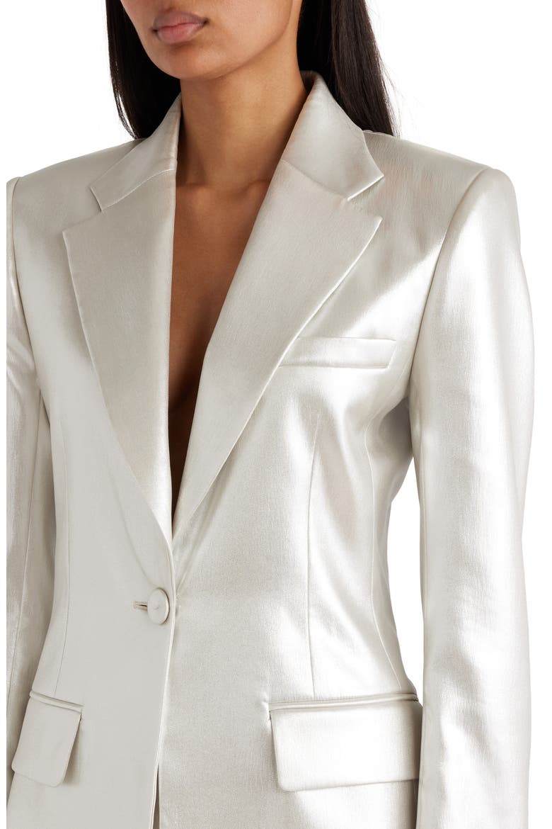 Silk Lamé Blazer, Alternate, color, SILVER CLOUD
