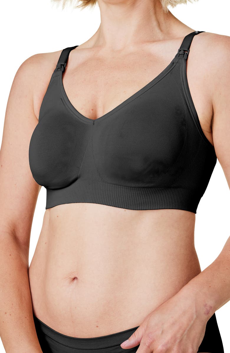 Bravado Designs Body Silk Seamless Recycled Nylon Blend Wireless Maternity/Nursing Bra, Main, color, Black