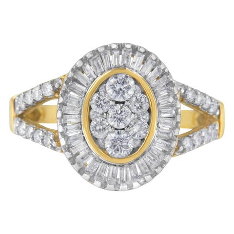 10kt Yellow Gold 1.0 Cttw Diamond Cocktail Ring
