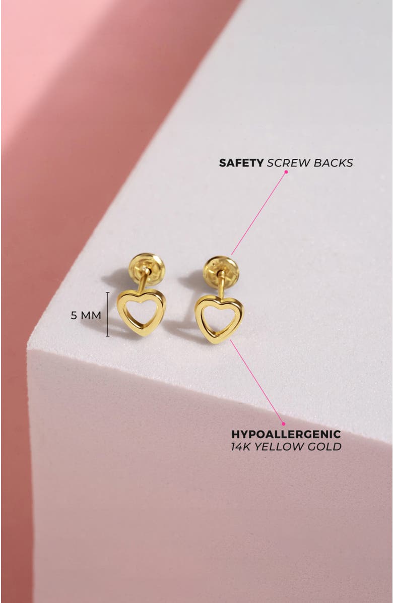 In Season Jewelry 14k Petitel Open Heart Earrings, Alternate, color, Gold