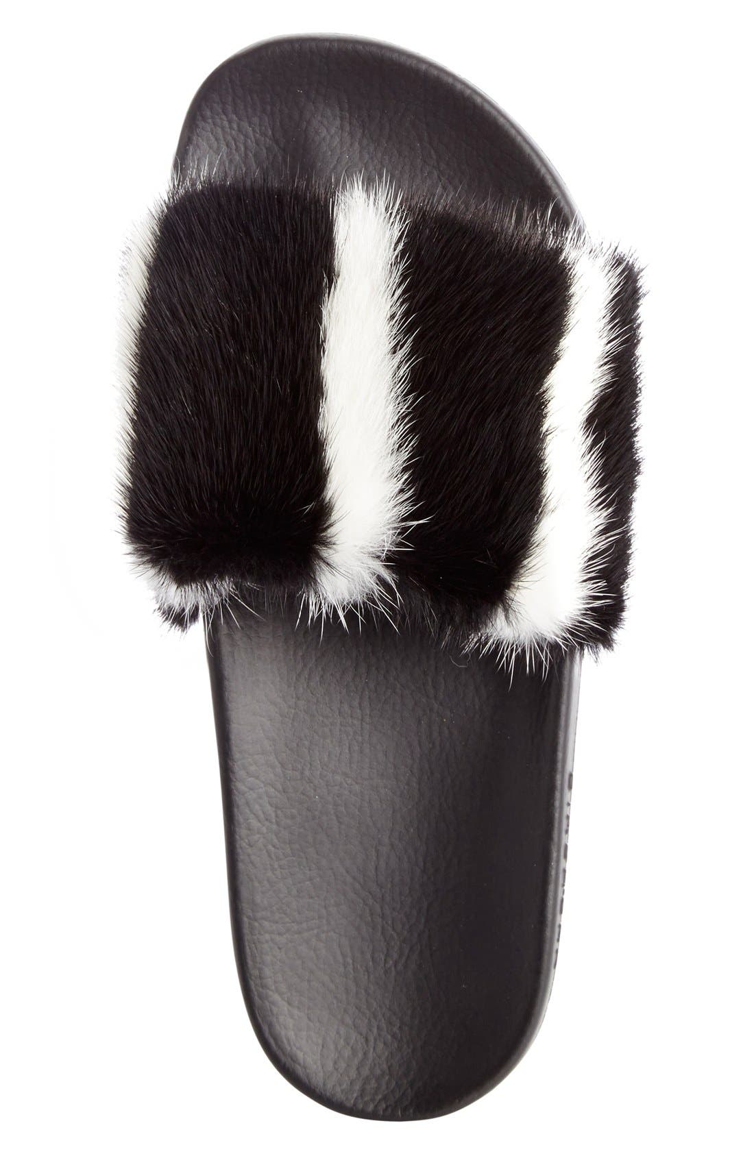 Givenchy Genuine Mink Fur Slide Sandal, Alternate, color, 