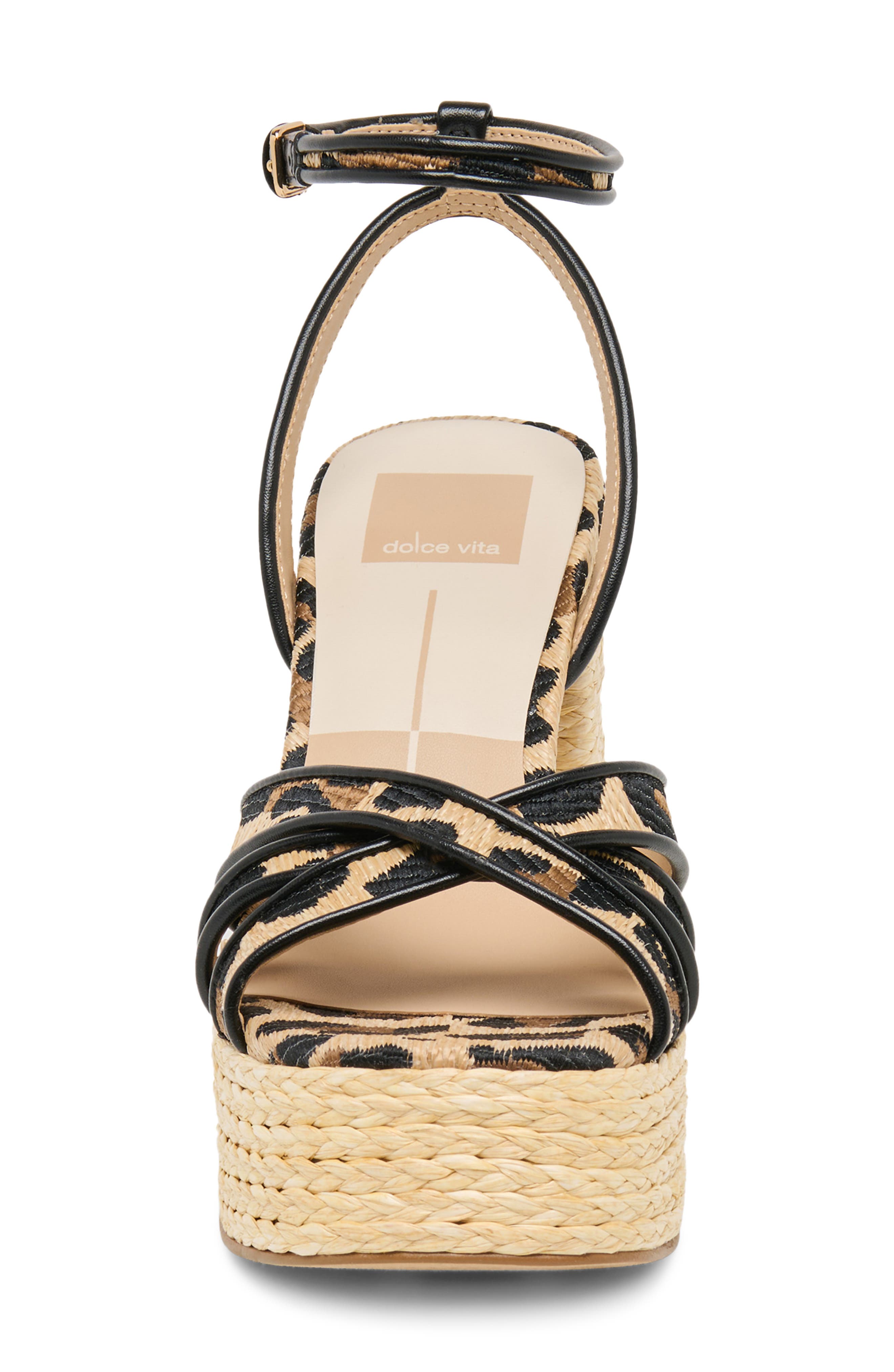 Dolce Vita Danila Piped Platform Sandal, Alternate, color, Leopard Raffia