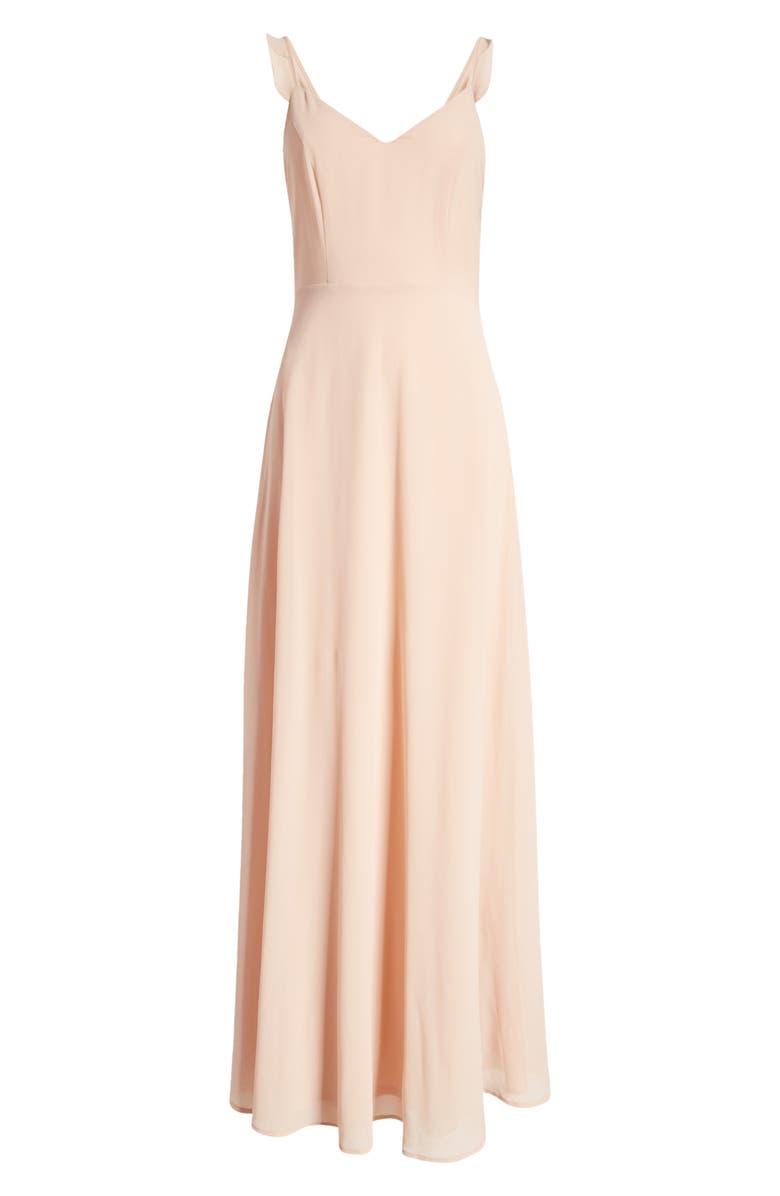 Lulus Flutter Strap A-Line Chiffon Gown, Alternate, color,