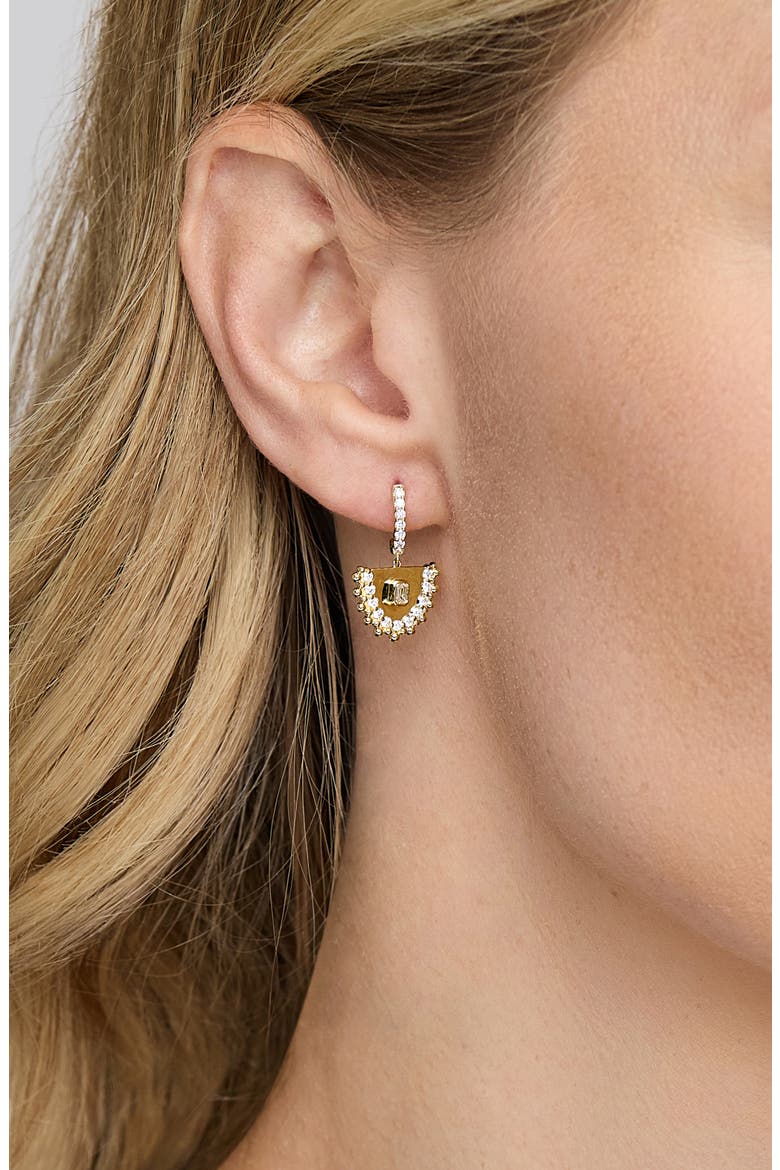 18K Gold Mykonos Diamond Drop Earrings, 21mm, Alternate, color, 18KY GOLD