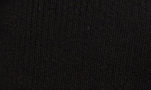 Ramy Brook Magnus Faux Fur Trim Merino Wool Blend Rib Top In Black Faux Fur