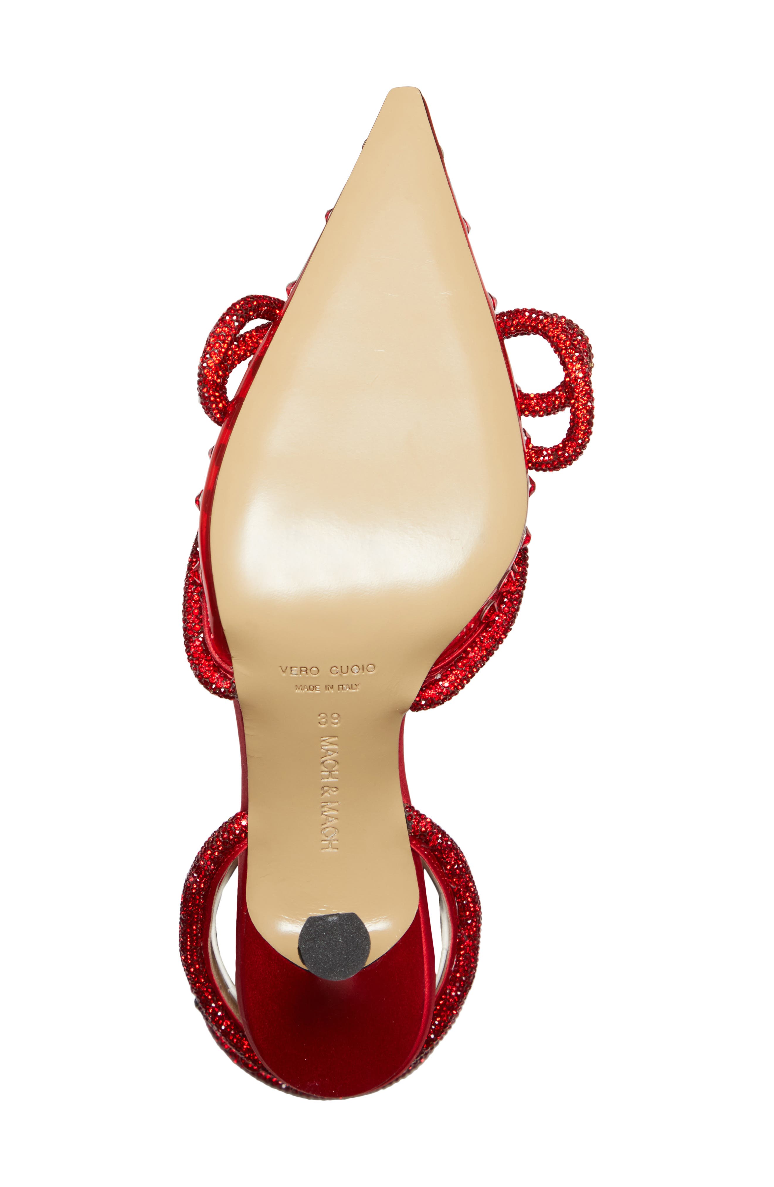 Double Crystal Bow Pointed Toe Pump (Nordstrom Exclusive), Alternate, color, RED