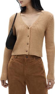 MANGO V-Neck Rib Cardigan