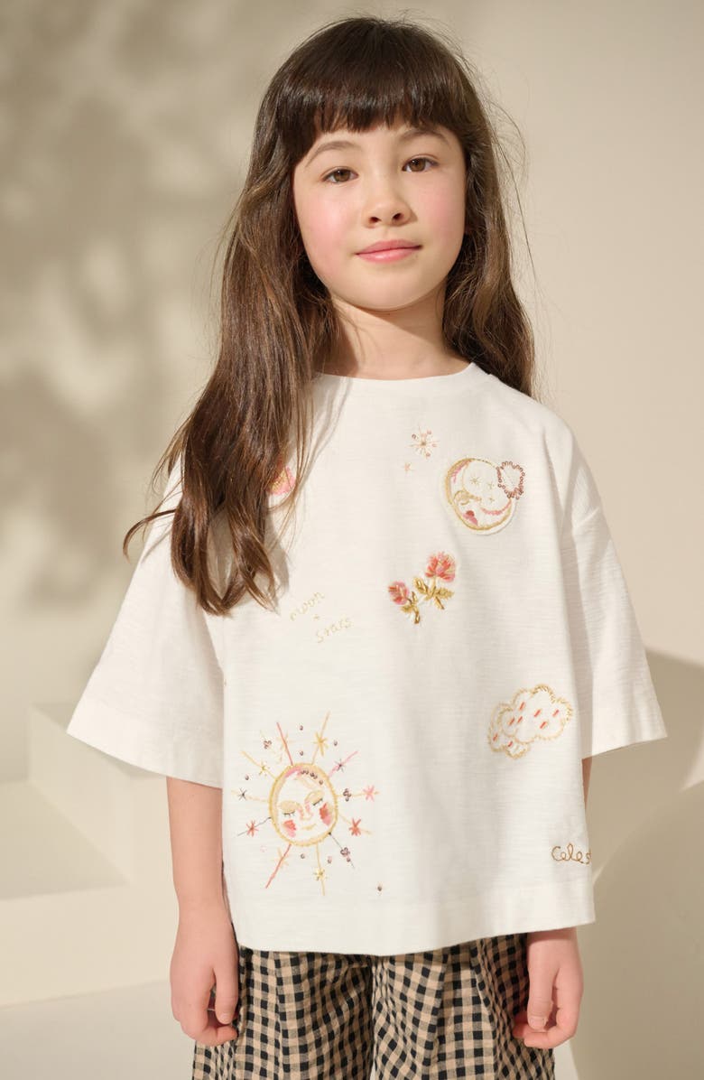 NEXT Kids' Celestial Embroidered Cotton Graphic T-Shirt, Alternate, color, 