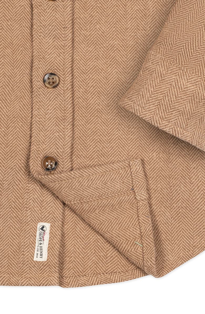 Hope & Henry Kids' Organic Long Sleeve Flannel Button Down Shirt, Alternate, color, Camel Herringbone