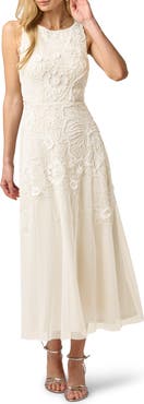 Adrianna Papell Beaded Mesh Sleeveless Gown
