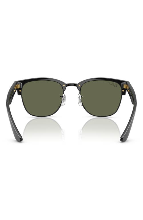 Ray Ban Clubmaster Reverse Sunglasses Black Frame Green Lenses Polarized 54-21 In Black Green