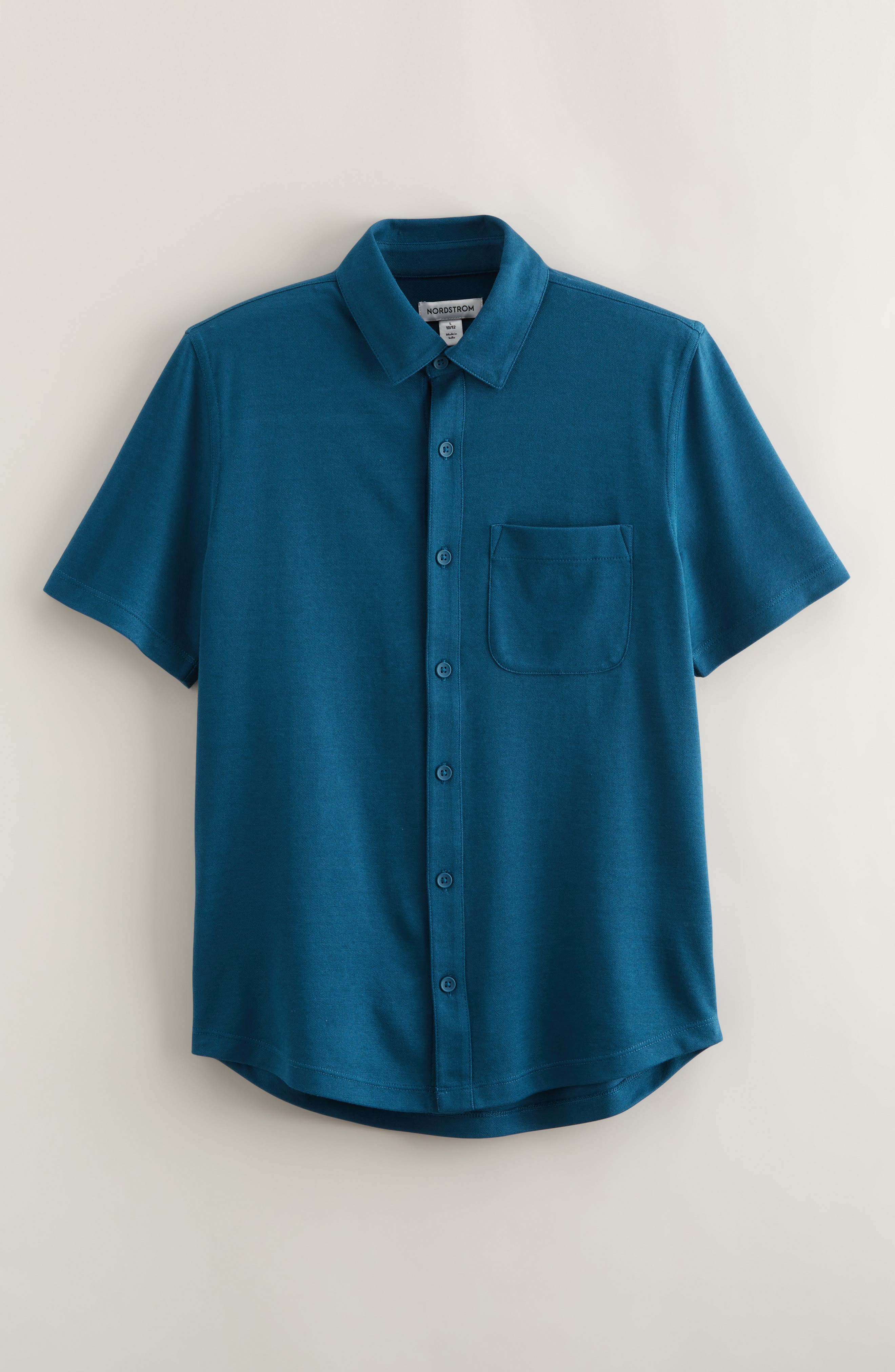 Nordstrom Kids' Short Sleeve Knit Button-Up Shirt