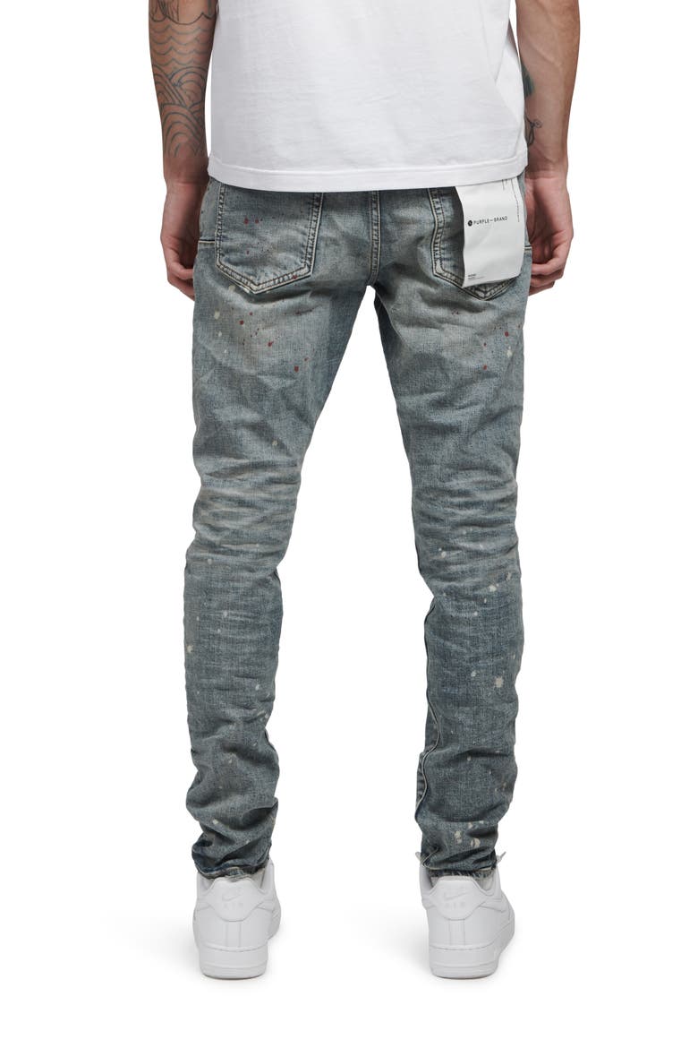 PURPLE Paint Splatter Slim Jeans, Alternate, color, VINTAGE SPOTTED INDIGO