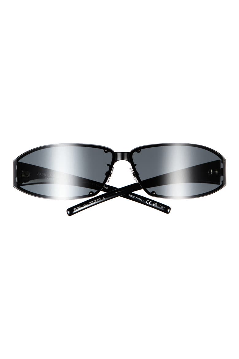 SL 963 82mm Rectangular Sunglasses, Main, color, BLACK