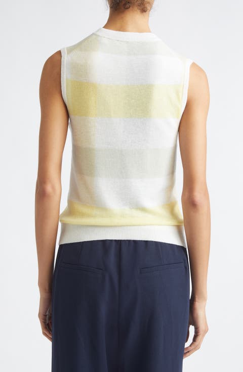 Plaid Wool Sweater Vest