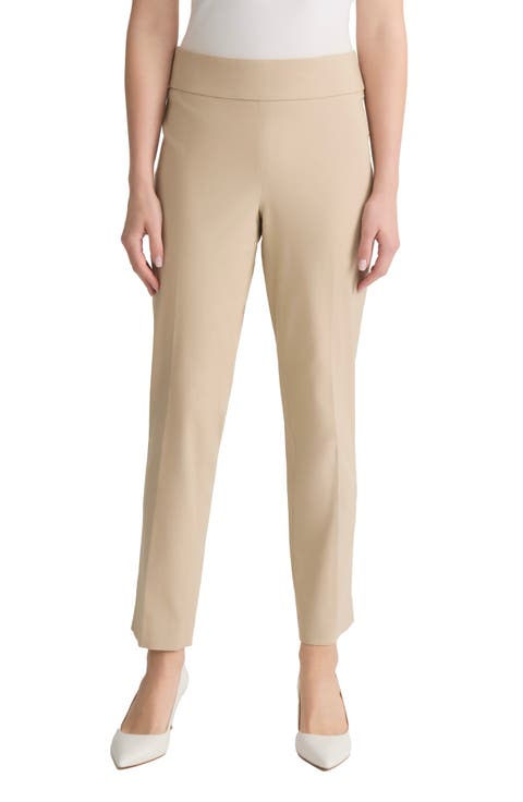 Pull-On Straight Leg Ankle Pants