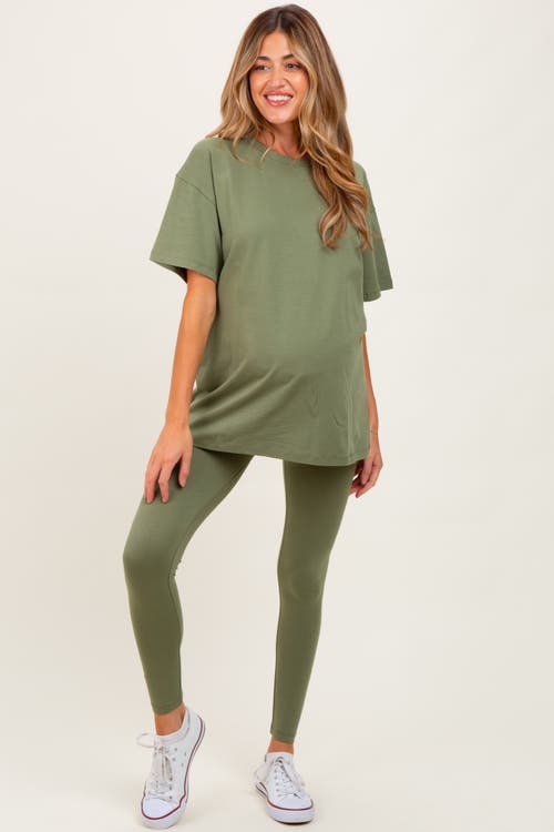 Pinkblush Oversized Crewneck Short Sleeve And Legging Set In Green