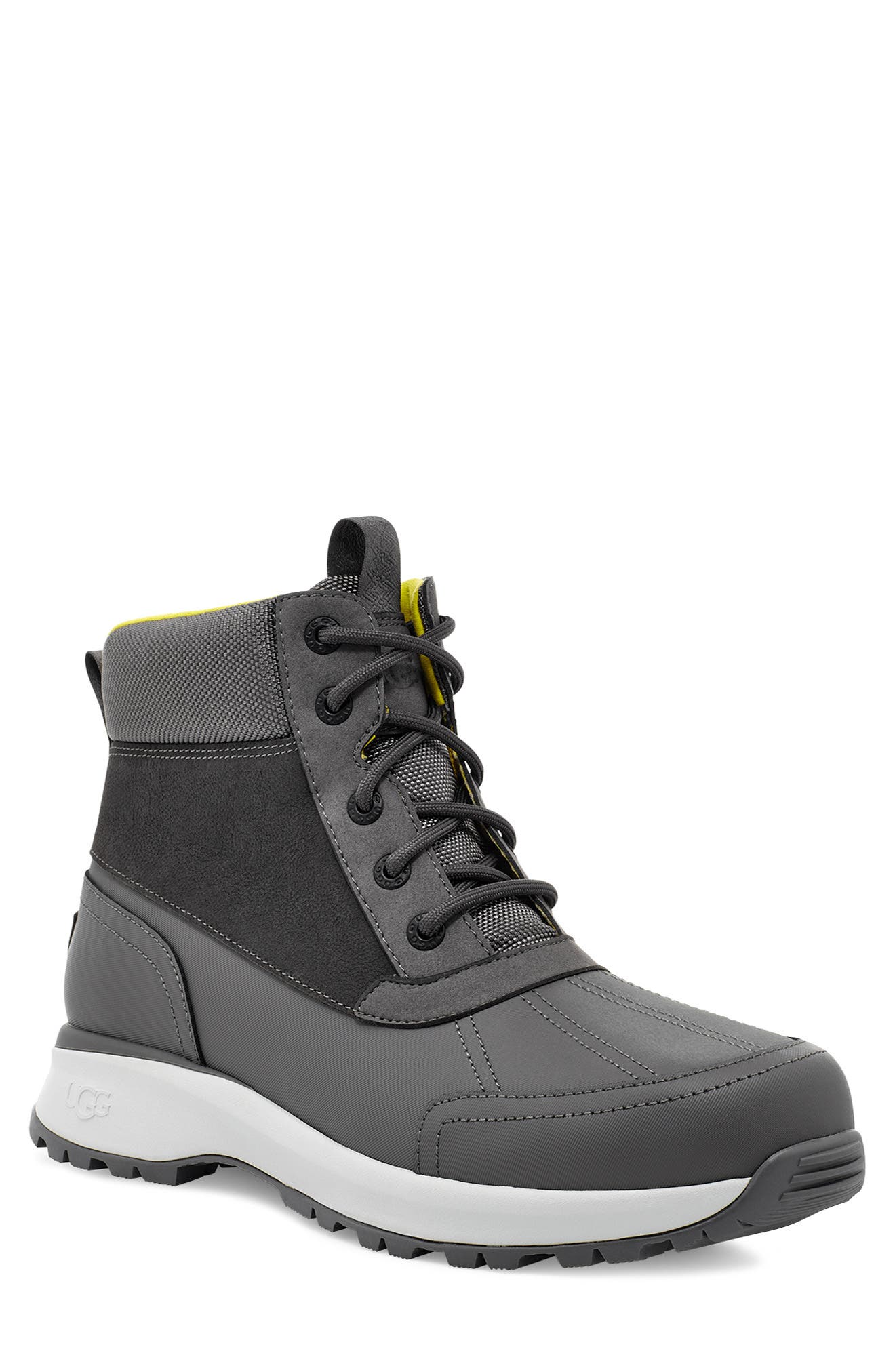 Emmett Waterproof Snow Boot, Main, color, DARK GREY LEATHER