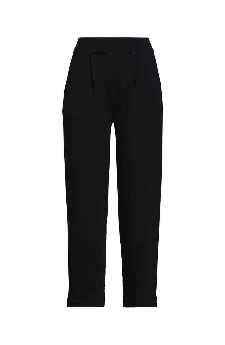 Lands' End Knit High Rise Pleated Straight Leg Crop Pants, Alternate, color, Black