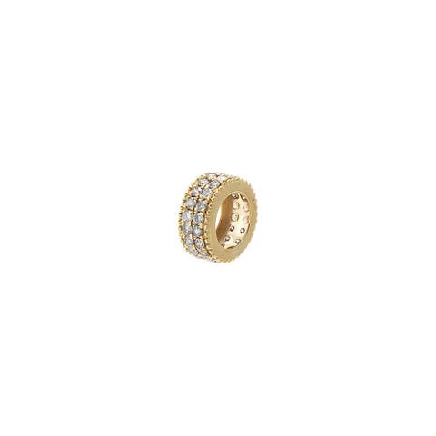 Diamond Double Row Faceted Rondelle Charm 14K