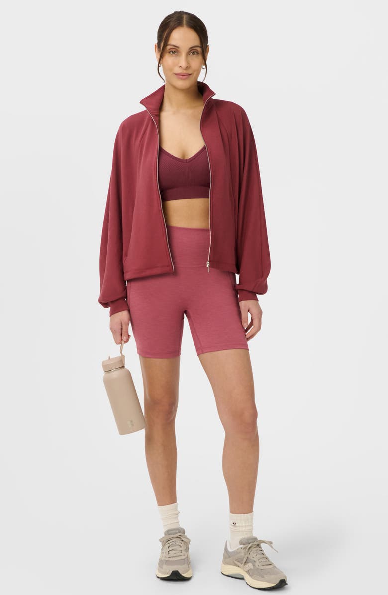 Sweaty Betty Ultimate Move High Waist Pocket Bike Shorts, Alternate, color, Sienna Pink Marl